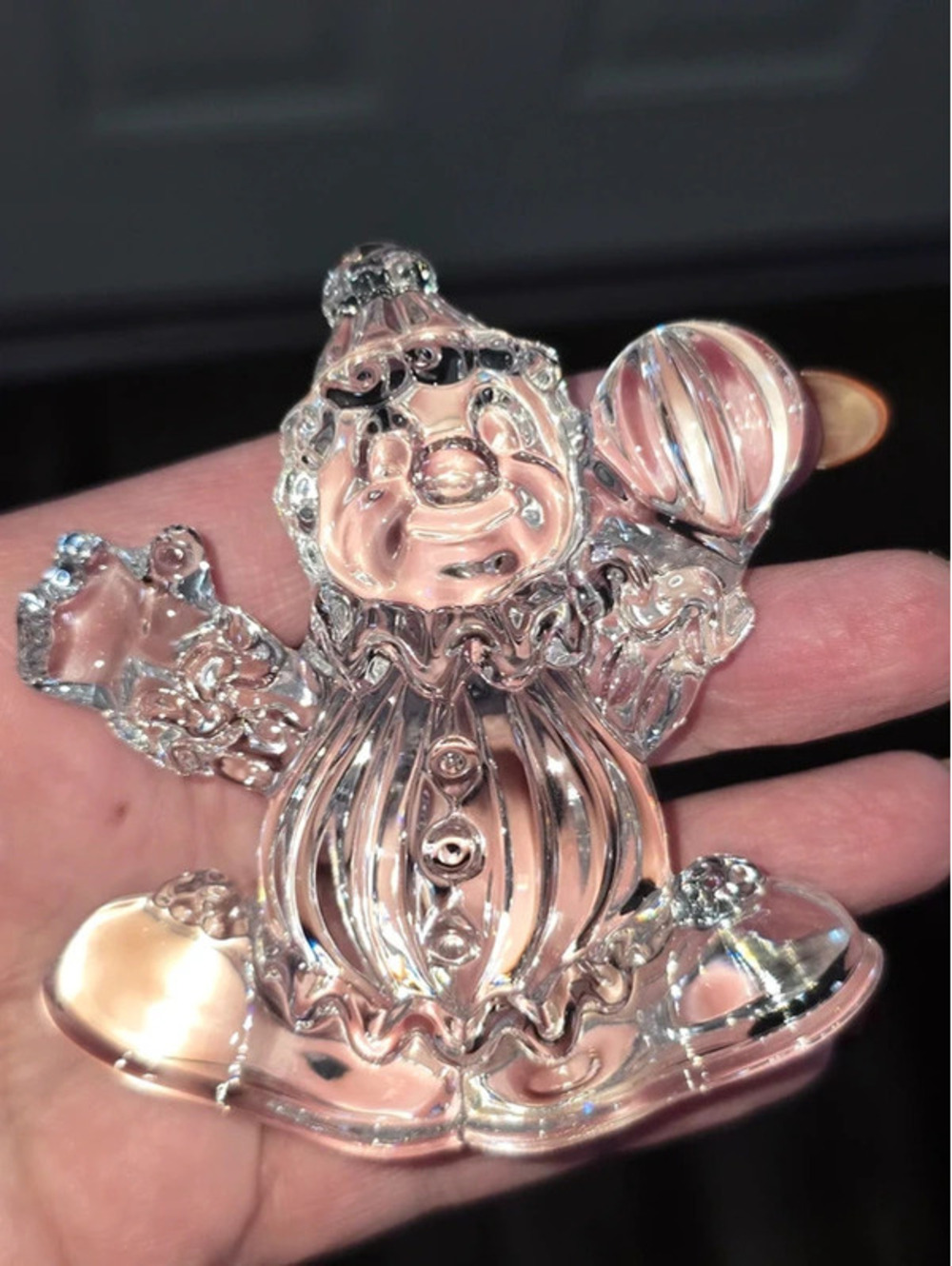 Princess House Rocking Clown 24 Lead Crystal Glass Figurine Paperweight Germany